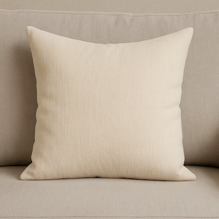 Homeroots 22" Cream Cotton Blend Throw Pillow Cover with Texture 608199