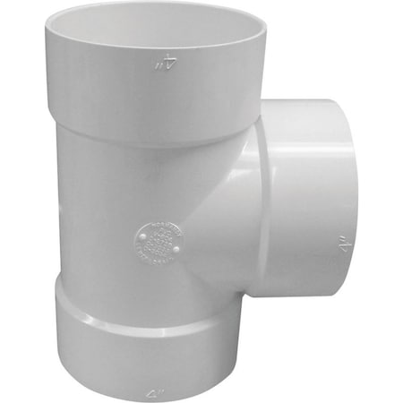 Canplas S&D Bullnose Pipe Tee, 6 in, Hub, PVC, White 414106BC