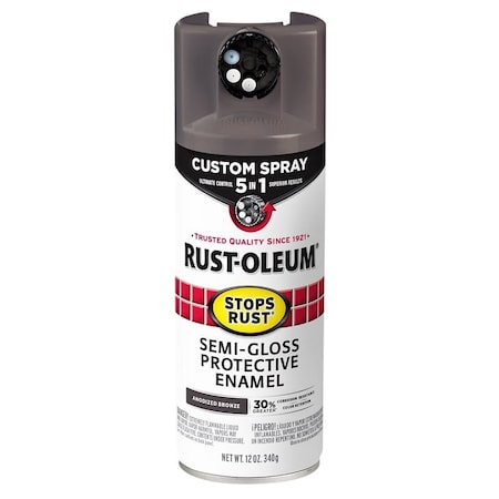 Rust-Oleum Rust Preventative Spray Paint, Semi-Gloss, Anodized Bronze, 12 oz, Aerosol Can 376911