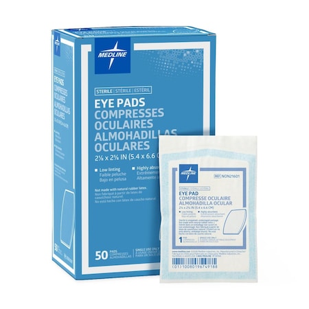 Medline Sterile Eye Pad, 2-1/8in x 2-5/8in, 50PK NON21601Z