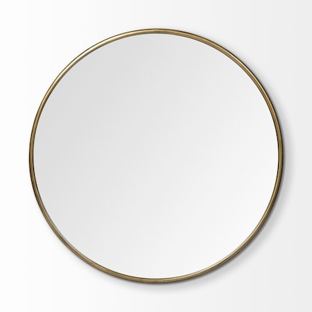 Homeroots 47" Gold Round Metal Framed Accent Mirror 376411