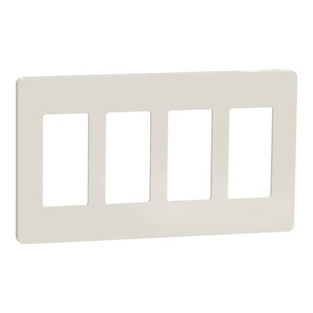 Square D Cover Frame, X Series, 4 Gangs, Screwles, Number of Gangs: 4 Plastic, Matte Finish, Light Almond SQWP141004LA