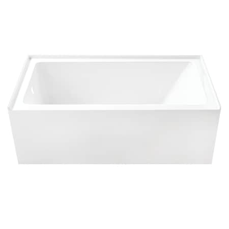 Kingston Brass 60" Acrylic Rectangular 3-Wall Alcove Tub w/ Anti-Skid Surface, Left Hand Drain Hole, Glossy White VTAP6031L22T
