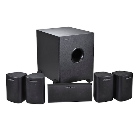 Monoprice 5.1 Channel Home Theater Satellite Speakers & Subwoofer_ Black 8247
