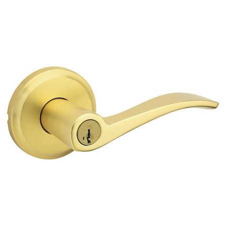 Kwikset Sedona Transitional Satin Brass Entry Lever KW1 1-3/4 in. 97403-071