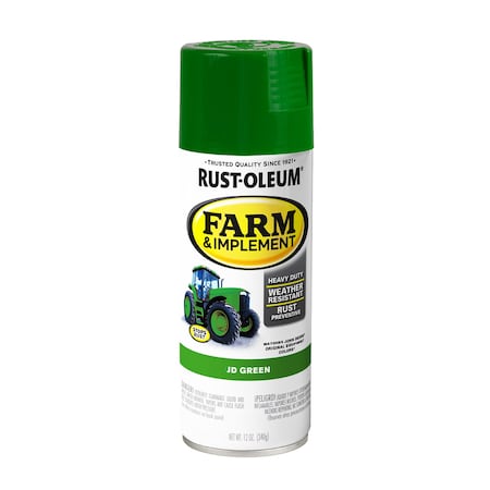 Rust-Oleum Rust Preventative Spray Paint, Jd Green, Gloss, Solvent, 12 Oz 280124