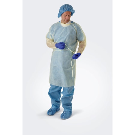 Medline Classic Cover Lightweight Spunbond Polypropylene Gowns w Waist and Neck Ties, Yellow, Size XL, 50PK CRI4001