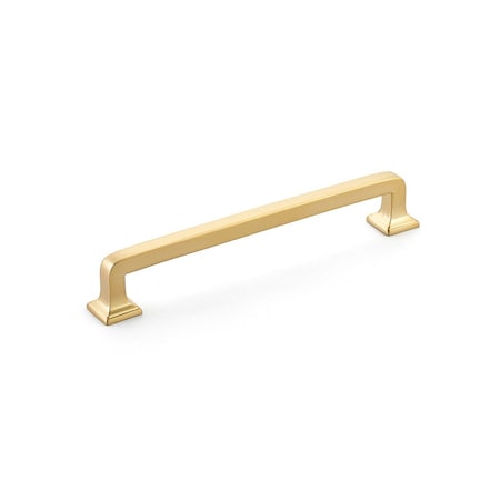 Schaub 6in Center to Center Menlo Park Cabinet Pull Signature Satin Brass Finish 537-SSB