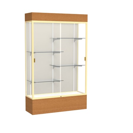 Ghent Lighted Floor Display Case 48x80x16, Plaque 2174PB-GD-MK