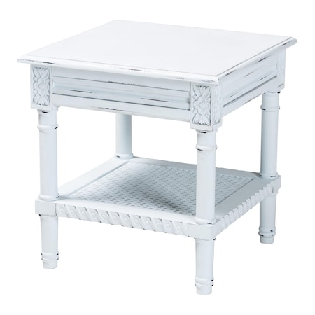 Baxton Studio Jeanne Vintage Traditional White Wood End Table 251-13895-ZORO