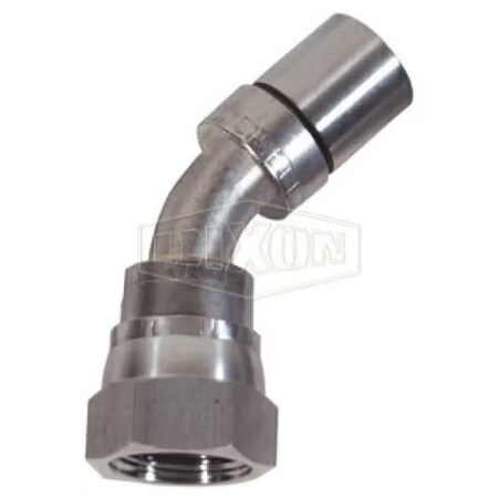 Dixon Smooth Bore Hose-to-Tube Fitting with Crimp Collar, Dash 6 x 3/8 in, Hose x FJIC, 304 Stainless Stee FJS45-06-06