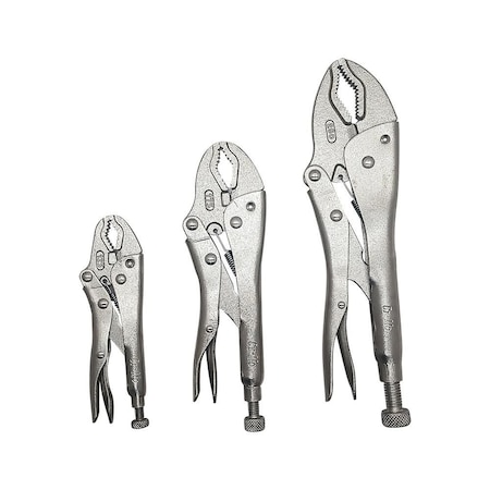 Superior Steel 5 Inch, 7 Inch & 10 Inch Vise Grip Curved Jaw & Nose Locking Plier Set PL5710S