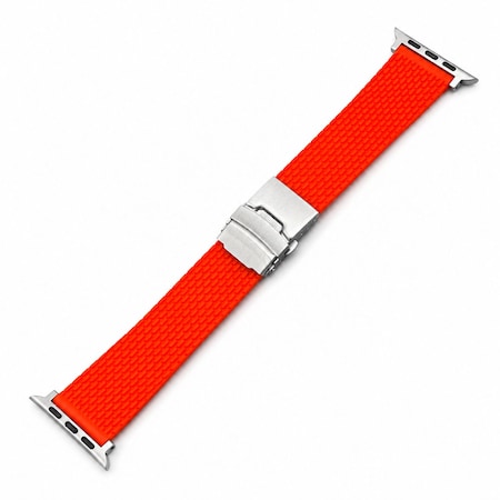 Elegani Mesh Rubber Watch Replacement Band Compatible with Apple Watch 44mm, Red MRSA-RED-44mm