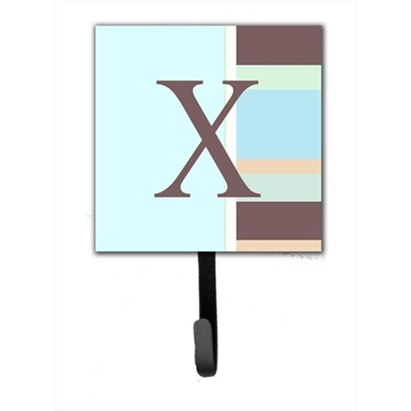 Carolines Treasures Letter x Initial Monogram - Blue Stripes Leash Holder Or Key Hook CJ1003-XSH4
