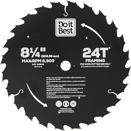 Do It Best 8-1/4'' 24-Tooth Framing Circular Saw Blade QJDIB-CS-011