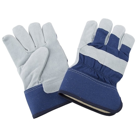 Diamondback Gloves, For All Genders, L, 115 in L, Continuous Thumb, Wide Safety Cuff, Polyester Lining, Blue JF 6317