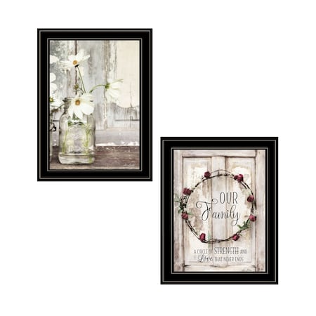 Homeroots Set Of Two Our Family Blossoms Black Framed Print Wall Art, 2PK 408021