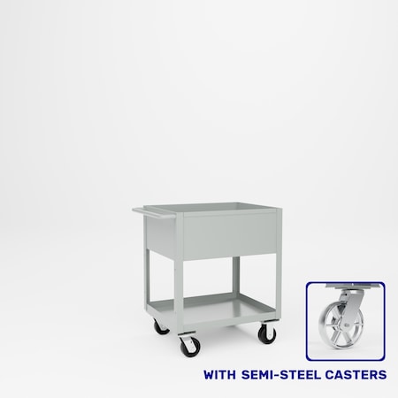 Pucel Tray Top Box Truck, 24 in W x 30 in D x 37 in H, 12 in Deep Box, Semi-Steel Casters, Gray TT-2430-12S