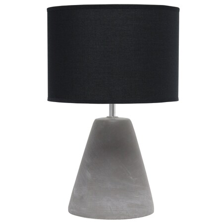 Homeroots 14" Gray Concrete Novelty Table Lamp With Black Drum Shade 643267