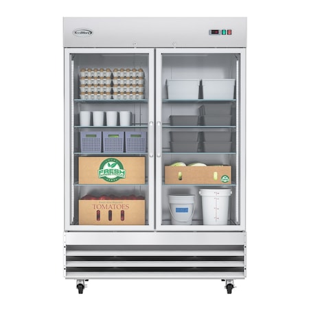 Koolmore 54" 2 Glass Door Commercial Reach-in Refrigerator Cooler with LED Lighting - 47 cu. Ft RIR-2D-GD
