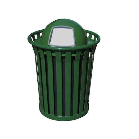 Witt Industries Heavy Duty Green Outdoor Slatted Metal Receptacle with Dome Top WC3600-DT-GN