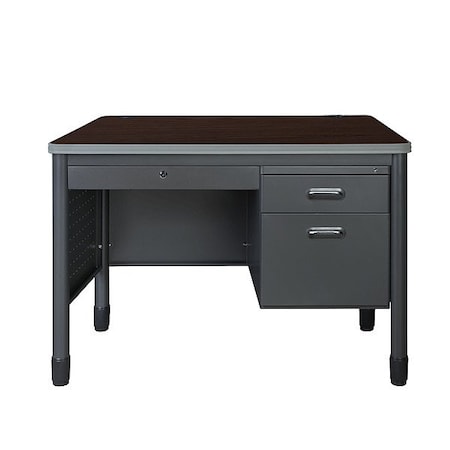 Regency Single Pedestal Desk, Steel Frame, 48 in W 66348SPCDNW