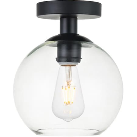 Living District Baxter 1 Light Flush Mount Ceiling Light with Clear Glass, Black LD2204BK