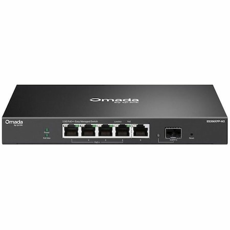 Tp-Link OMADA 5-PORT 2.5G EASY MANAGED SWITCH. PORTS: 4 2.5G POE++, 1 2.5G RJ45, 1 10G S ES206XPP-M2