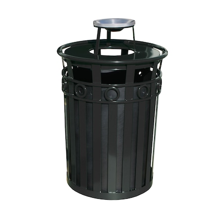 Witt Industries Black Decorative, Outdoor Waste Receptacle with Ash Top M3600-R-AT-BK