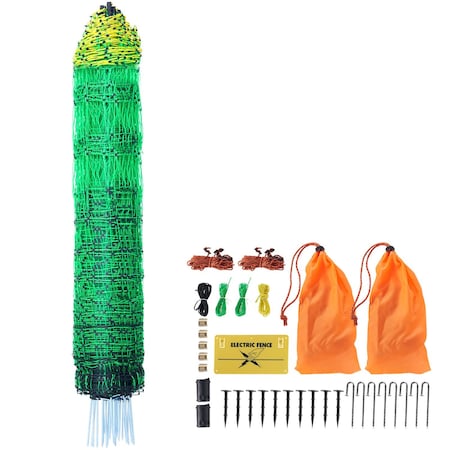 Vevor Electric Netting Fence Kit PE Net Fencing 48"H x 168'L with Posts Spikes SP1201407D51 120cm-7.5cm