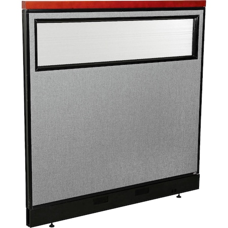 Global Industrial Interion Deluxe Office Partition Panel w/Partial Window and Pass-Thru Cable 48-1/4Wx47-1/2H GRY 694774WPGY