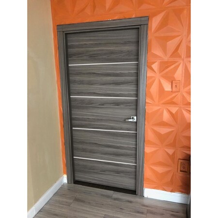 Sartodoors Modern Wood Interior Door with Hardware, Planum 0020 Ginger Ash, Single Panel Frame Trims, Bathroom PLANUM0020ID-GA-18