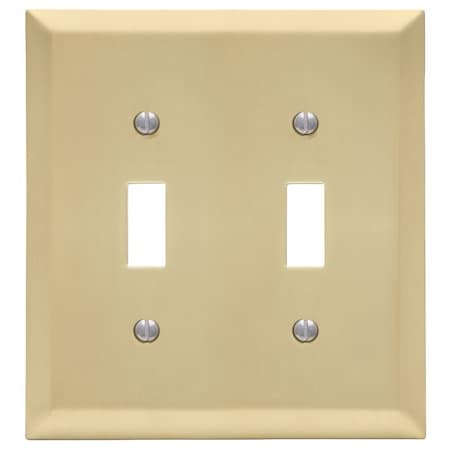 Amerelle Wallplate, 4-15/16 in L, 4-9/16 in W, 2 -Gang, Steel, Satin Brass 163TTSB