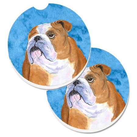 Carolines Treasures Blue English Bulldog  Cup Holder Car Coaster, PK2 SS4767-BUCARC
