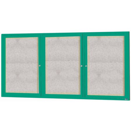 Aarco Outdoor Illuminated Enclosed Bulletin Board w/ Al Frame, Powder Coated Green, 48''Hx96''W ODCC4896-3RIG