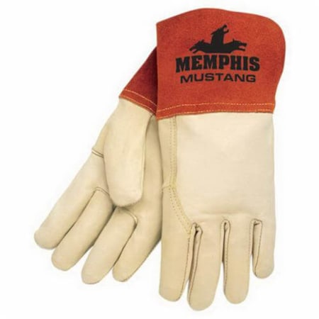 Mcr Safety Premium Grade MIG/TIG Welding Gloves, L, Leather, Beige, Unlined Lining, Gauntlet Cuff, 12.37 in L 4950L