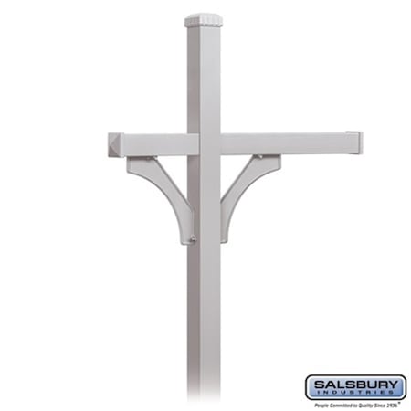 Daphnes Dinnette Salsbury  Deluxe Post 2 Sided - In-Ground Mounted - For - 3 Roadside Mailboxes - Silver DA502936