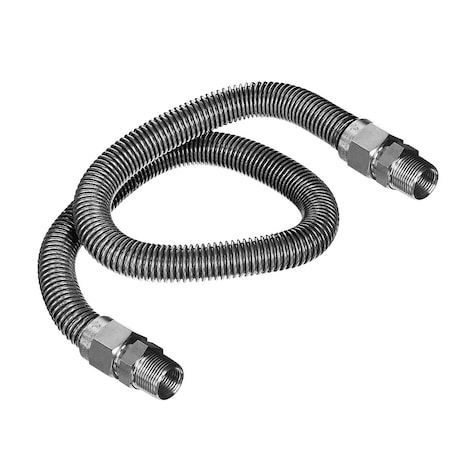 Flextron Gas Line Hose 5/8'' O.D. x 60'' Length 1/2" x 3/4" MIP Fittings, Stainless Steel Flexible Connector FTGC-SS12-60K