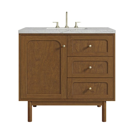 James Martin Vanities Laurent 36" Single Vanity, Honey Oak w/ 3 CM Eternal Jasmine Pearl Silestone Top 545-V36-HNO-3EJP