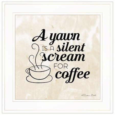 Homeroots A Silent Scream for Coffee 1 White Framed Print Wall Art 405585