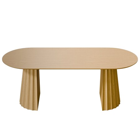Homeroots 79" Brown Solid Wood Double Pedestal Base Oval Dining Table 720463