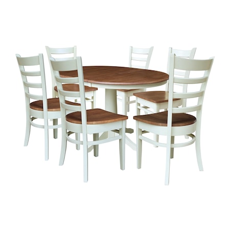 Whitewood Industries Rectangular Extension Dining Table W/ 6 Chairs, 36 in W, 30.1 in L, 48 in H, Parawood, 7 K79-36RXT-27B-C617-6