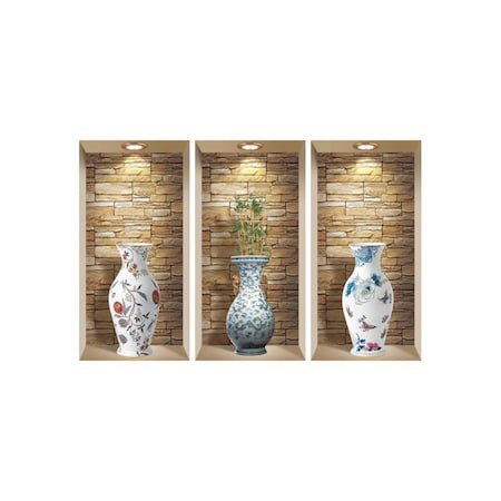 Homeroots Set of Three Rue Faux Niche 3D Peel and Stick Wall Decals, 3PK 565426