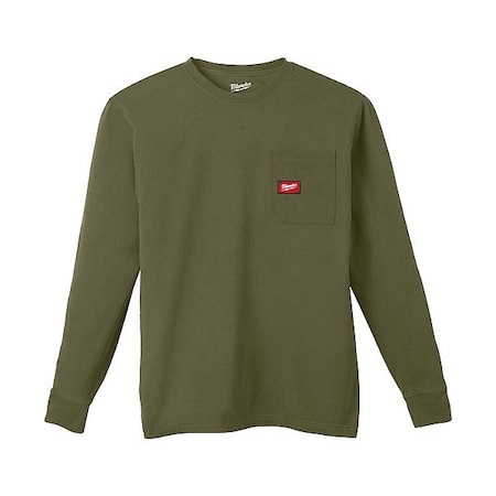 Milwaukee Tool Work Shirt, 3XL, Olive Green, Men's 606GN-3X