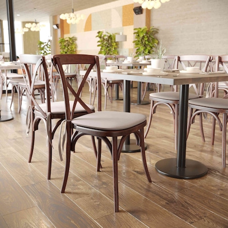 Flash Furniture HERCULES Series Mahogany Cross Back Chair with Cushion, PK2 2-XU-X-MAH-NTC-GG