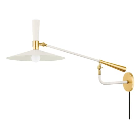 Mitzi Tali Roth X Milena 1 Light Wall Sconce 13 In. Aged Brass/Soft Cream HL906101-AGB/SCR