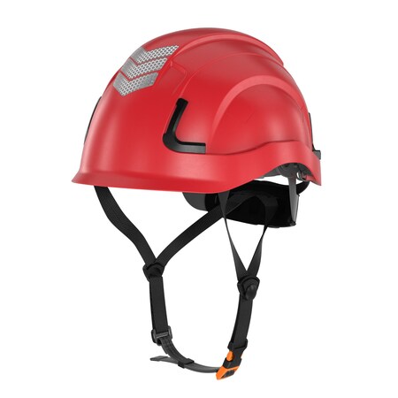 Defender Safety H2-EH Safety Helmet w/ HiViz Kit - Type 2 Class E, ANSI Z89 and EN12492 rated, Red H2-EH-04-HV