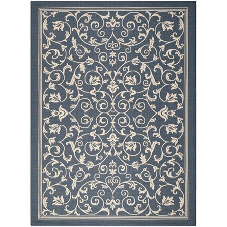 Safavieh 4 Ft. x 5 Ft. - 7 In. Small Rectangle- Indoor - Outdoor Courtyard Navy And Beige Machine Made Rug CY2098-268-4