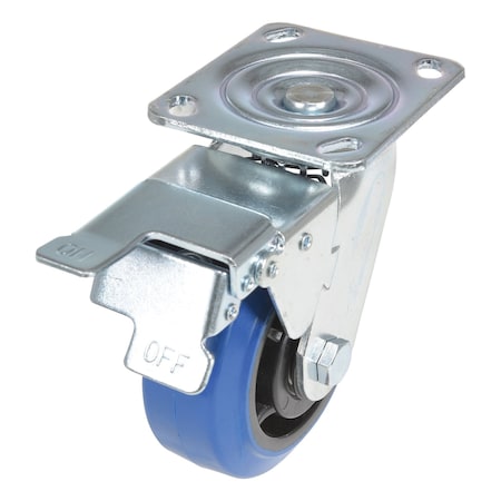 Vestil Elastic Rubber Swivel With Total Brake Caster 5 In. Diameter x 2 In. Width 550 lb Blue/Black CST-BB-5X2ER-SWTB