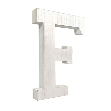 Homeroots 16" Distressed White Wash Wooden Initial Letter F Sculpture 478358